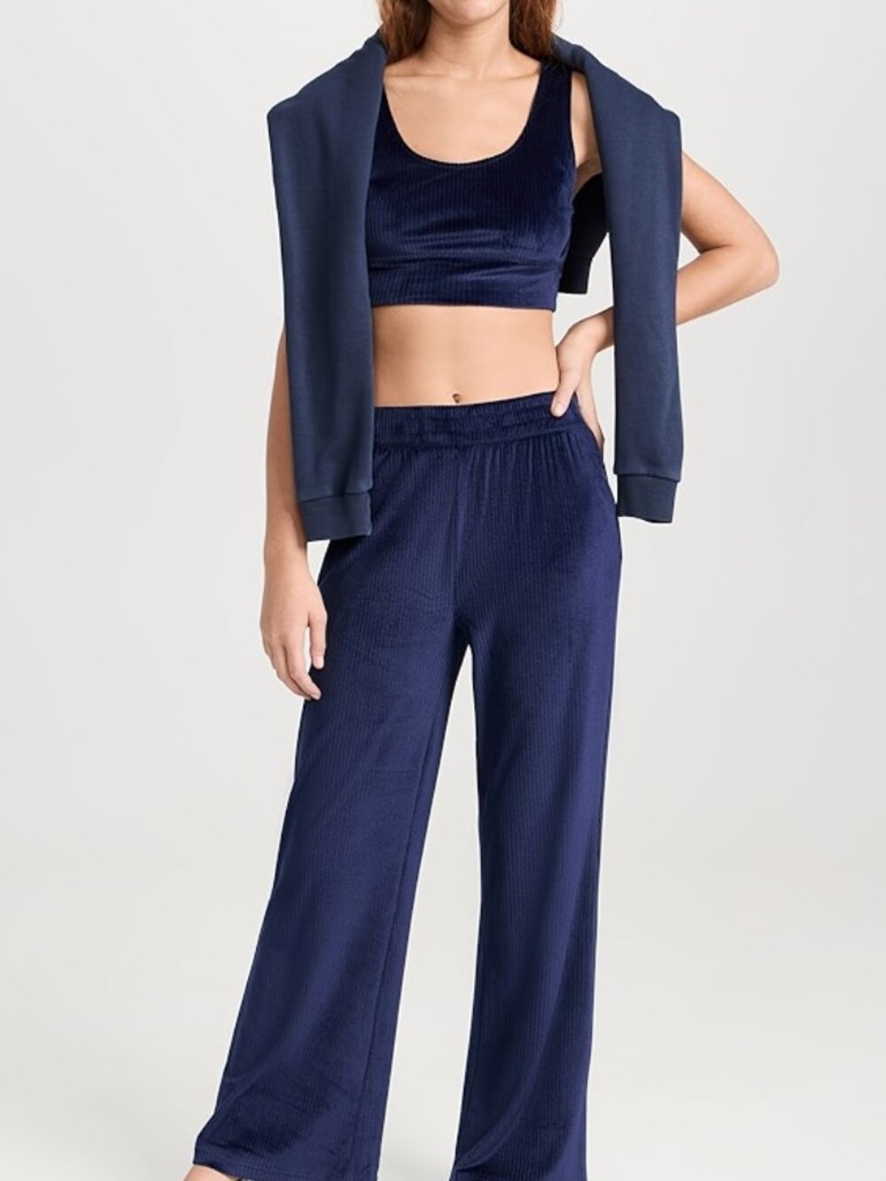 Title: Z Supply Blue Velour Flare Set – Pants  + Matching Bra